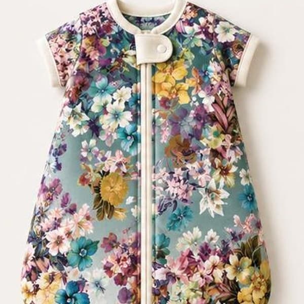 Sleep sack fabric detail, Wildflower Bloom print